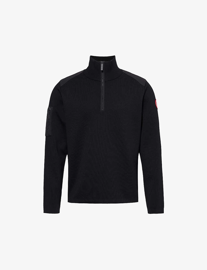 Canada Goose Mens Black Stormont Logo-embroidered Wool Knitted Jumper XL